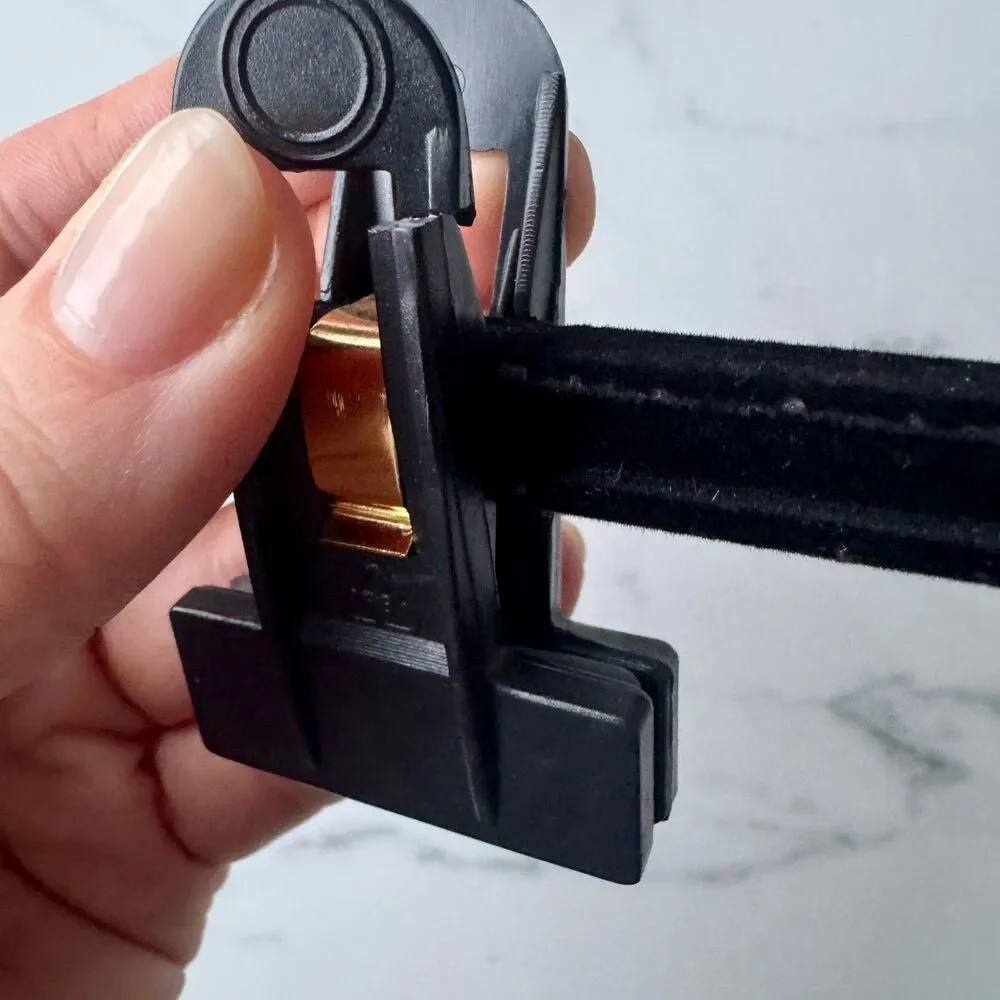 2pc Vintage Chanel Black Velvet Gold Tone CC Hardware Clothing Hangers